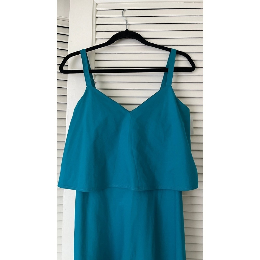 Lafayette 148 Riri Popover Sun Dress Sleeveless Teal Blue Women's S Stretch - Picture 4 of 8